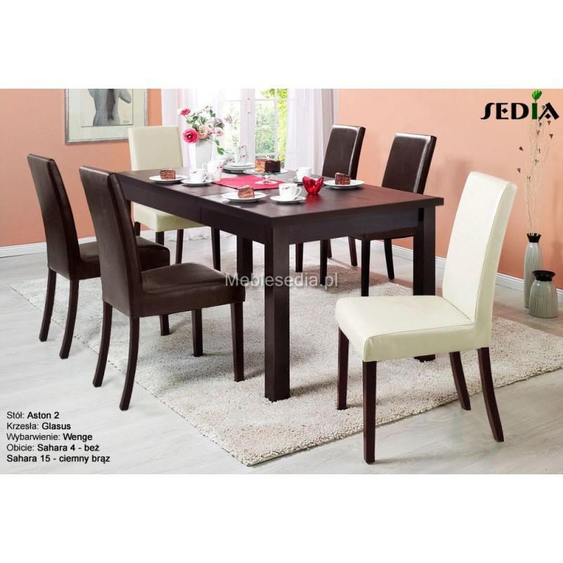 Stół z krzesłami do salonu - kare 2 + Aston