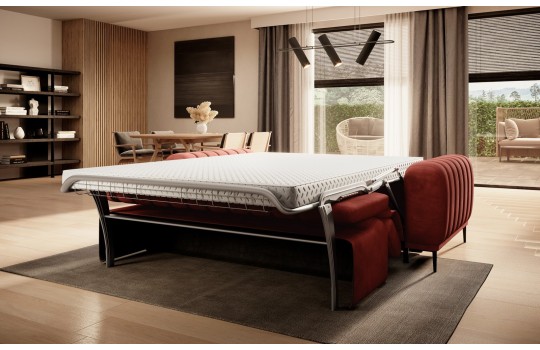 koralowa sofa z wygodnym spaniem 