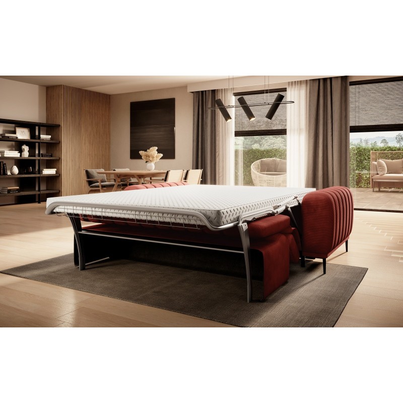 koralowa sofa z wygodnym spaniem 