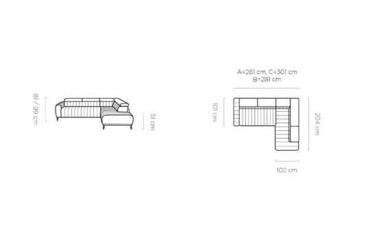 narożnik z włoskim systemem Tulia 