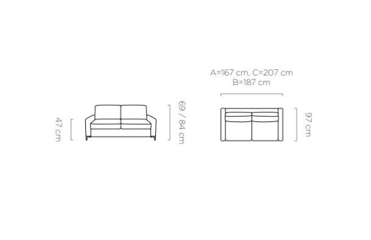 sofa z włoskim stelażem w trzech rozmiarach 