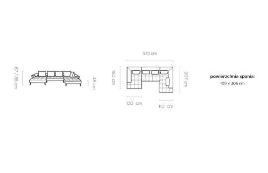 sofa w kształcie U 