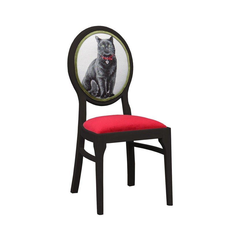 Czarne Krzesło z kotem Limea