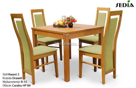 Stolik 90 x 90 cm z 4 krzesłami drawer