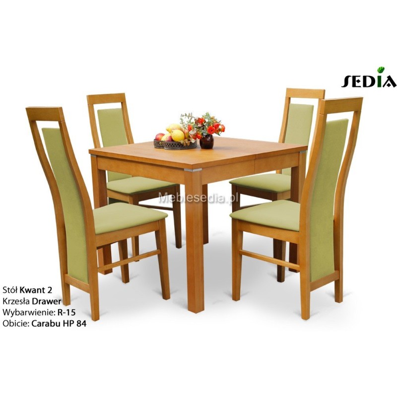 Stolik 90 x 90 cm z 4 krzesłami drawer