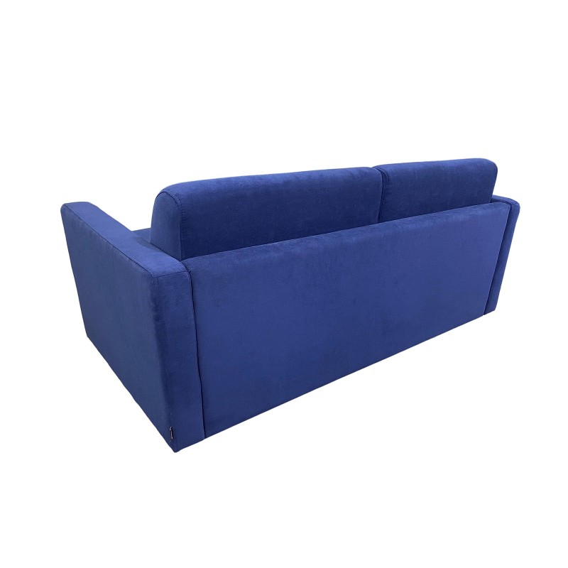 granatowa sofa z włoskim stelażem 