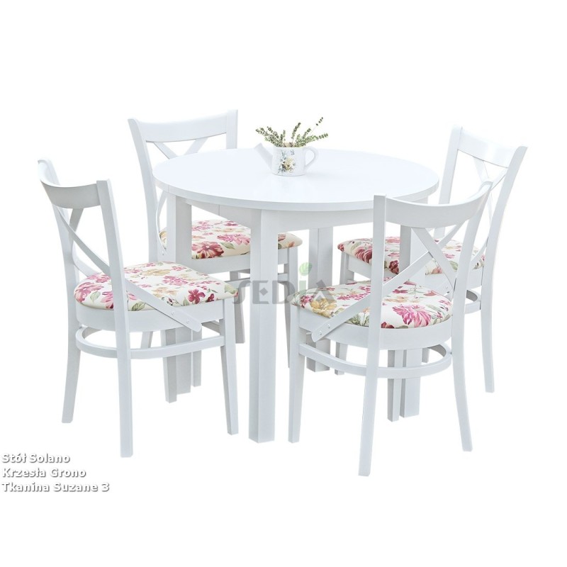 Biał okrągły stół drewniany Solano