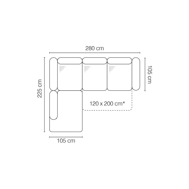 narożnik z oparciami pod plecy z każdej strony 
