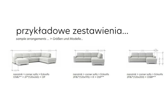 narożniki w różnych rozmiarach 