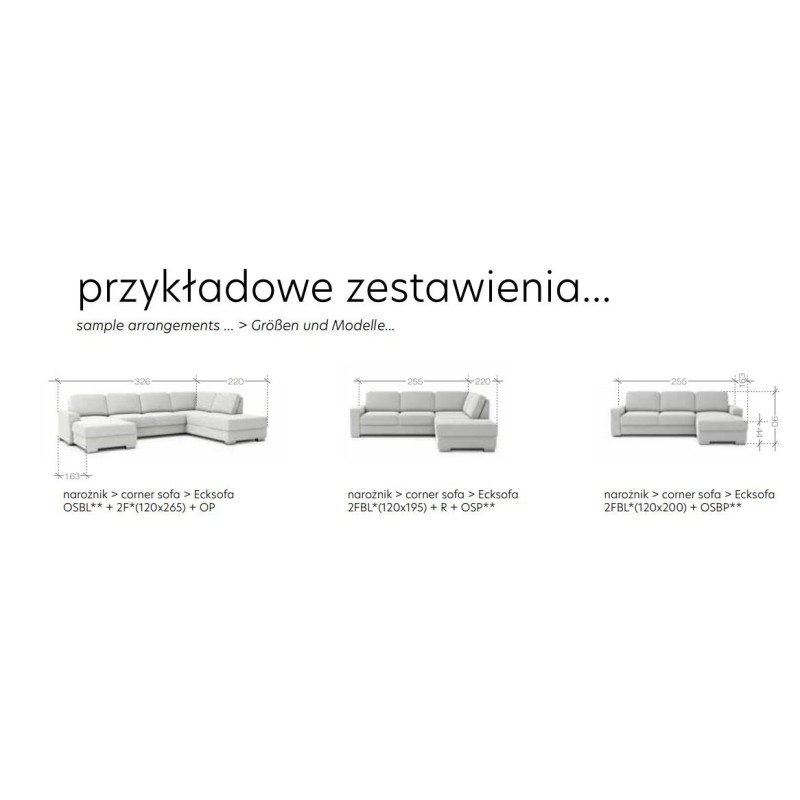 narożniki w różnych rozmiarach 