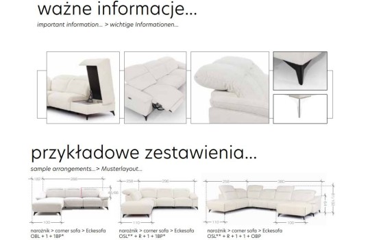 narożnik na wysokich metalowych nóżkach 