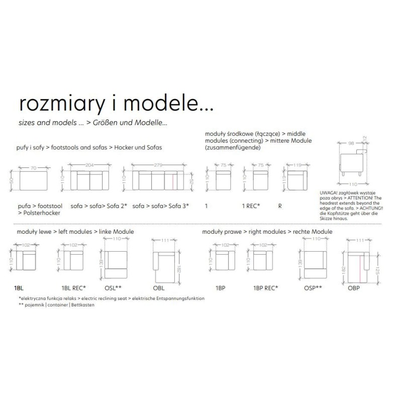 różne moduły mebli Lungo różne moduły mebli Lungo