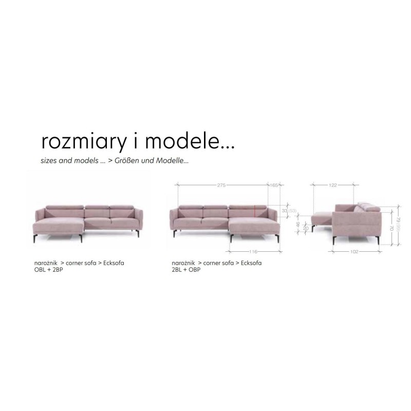 narożnik z wysokimi nogami 