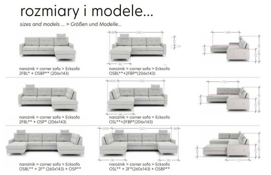 różne narożniki rozkładane 