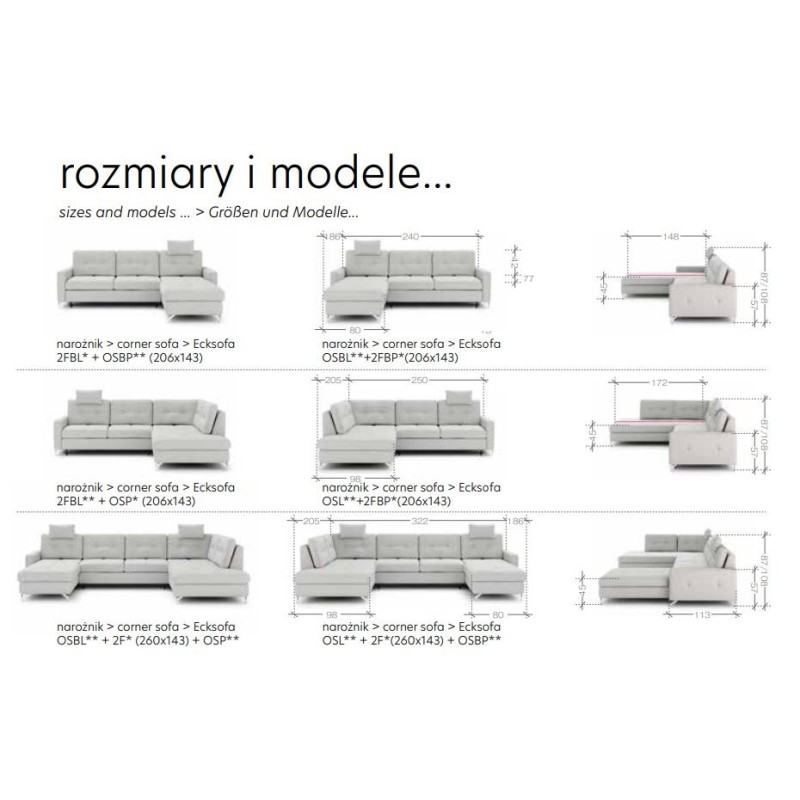 różne narożniki rozkładane 