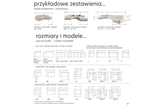 Nowoczesne narożniki modułowe Frido 