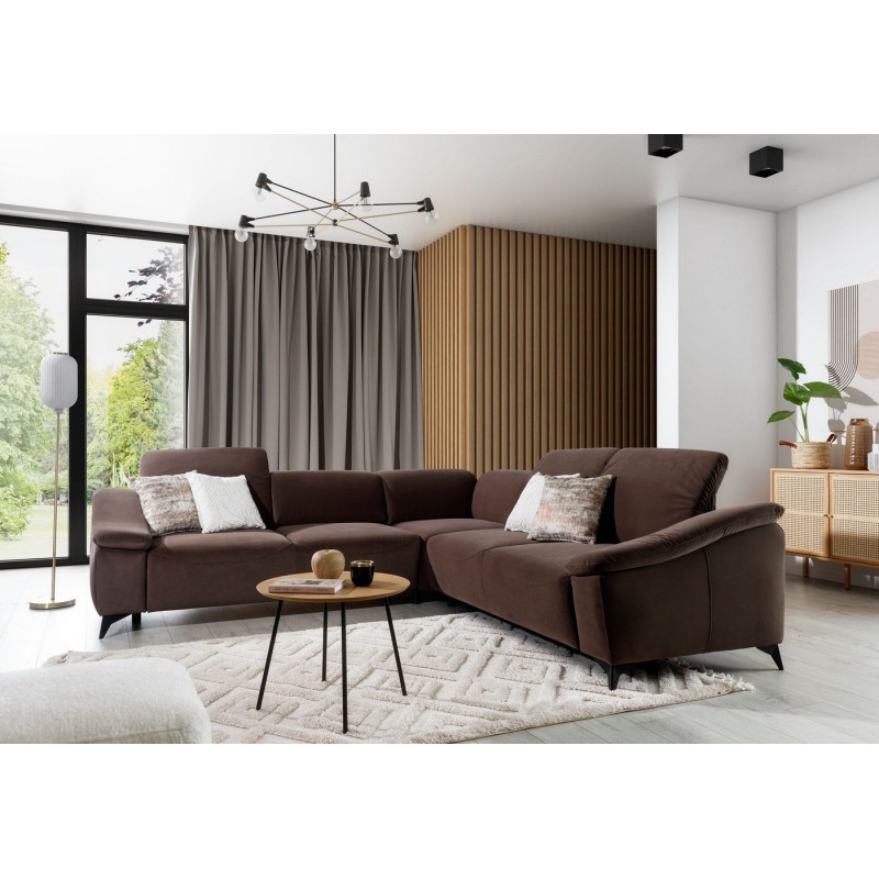 brązowy narożnik do salonu