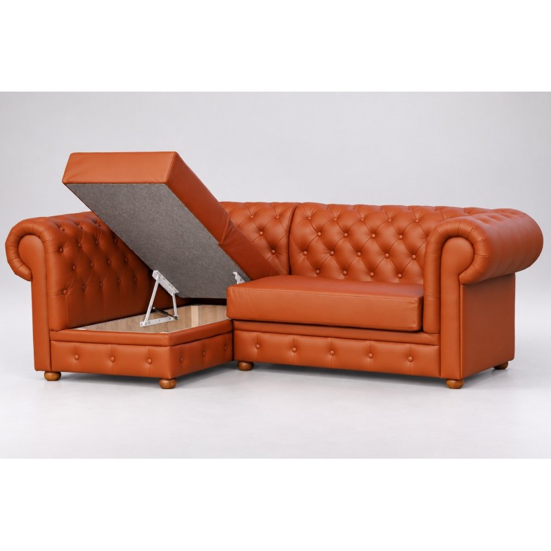 Otwarty pojemnik pod siedziskiem krótszego boku narożnika chesterfield Manila Otwarty pojemnik pod siedziskiem krótszego boku narożnika chesterfield Manila