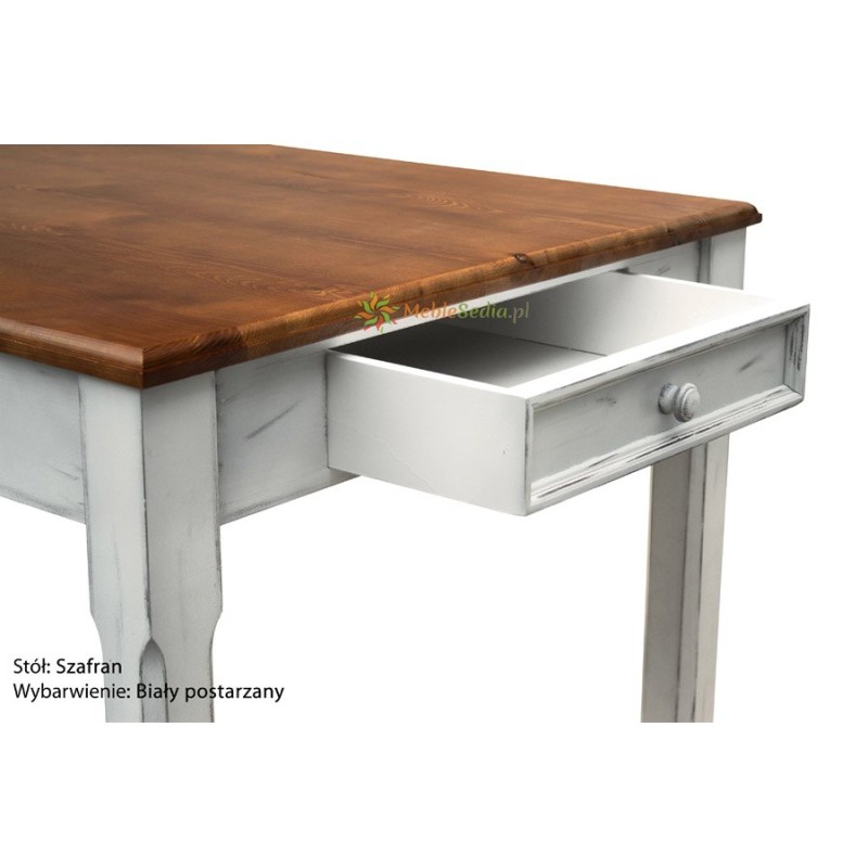 Sosnowy stół z szufladami Szafran
