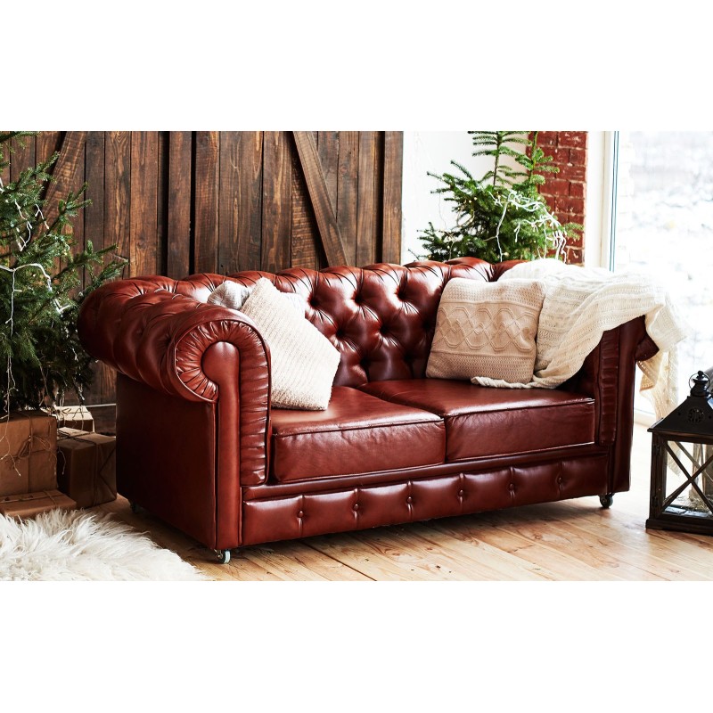 Sofa Chesterfield ze skóry Bomo na wymiar