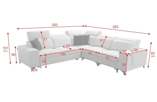sofa w kształcie litery L 