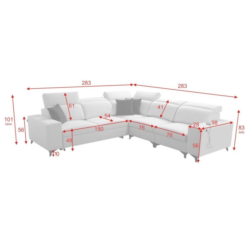 sofa w kształcie litery L 