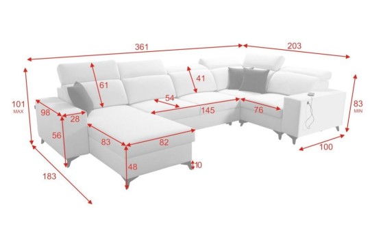 sofa w układzie U sofa w układzie U