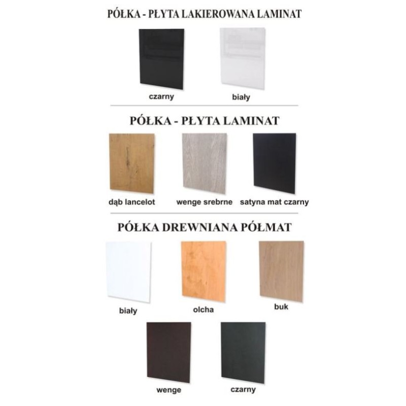 drewniane półki w różnych kolorach