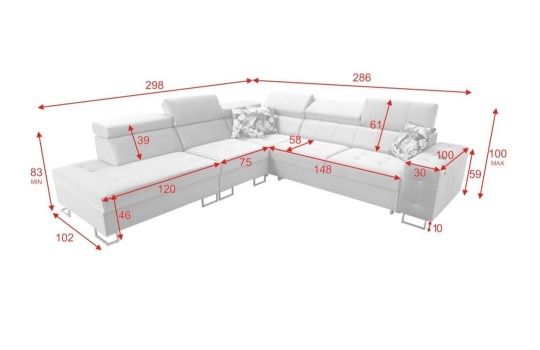przestronny model narożnika 