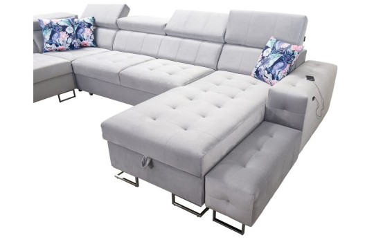 sofa z dostawianą pufą 