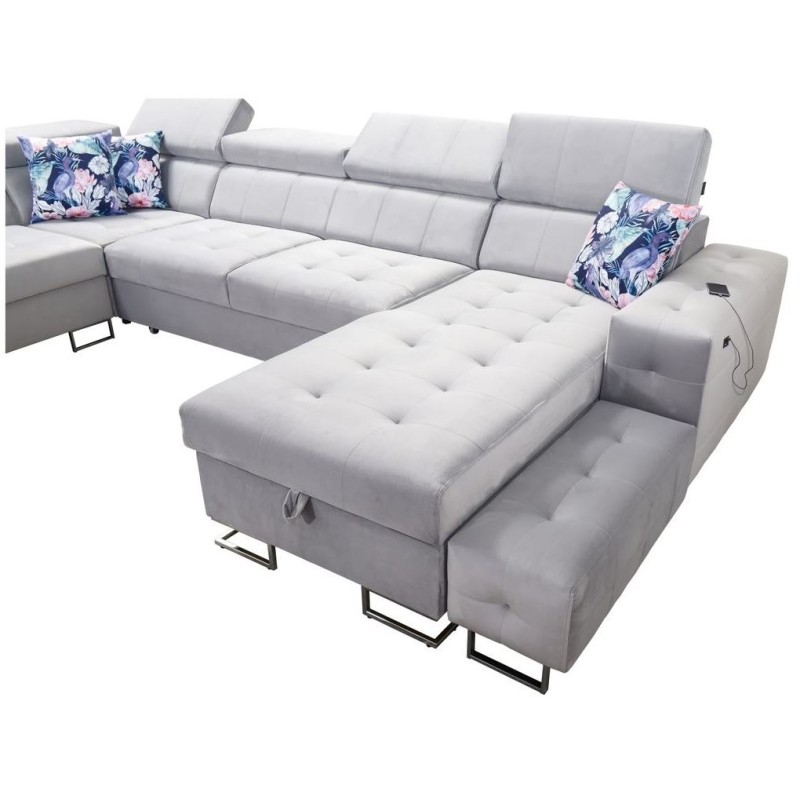 sofa z dostawianą pufą 