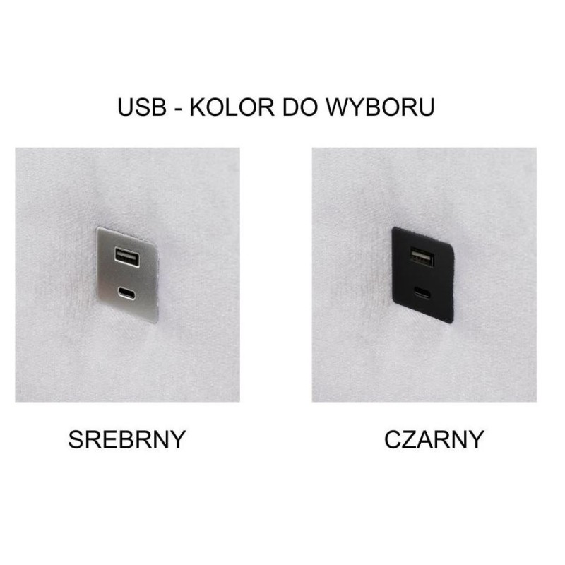 sofa z wejściem usb metalowym 