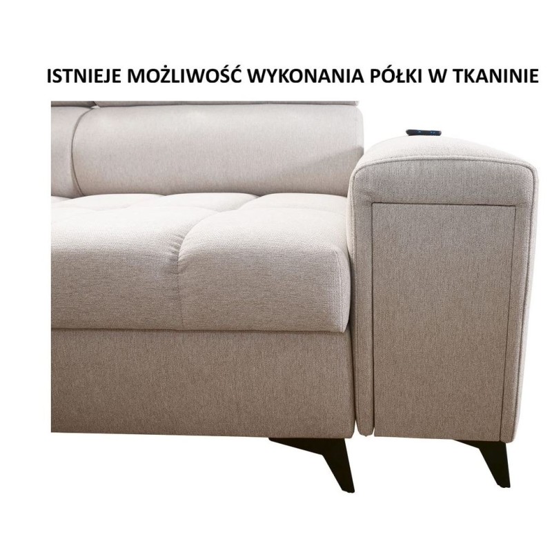 narożnik z półką w tkaninie narożnik z półką w tkaninie
