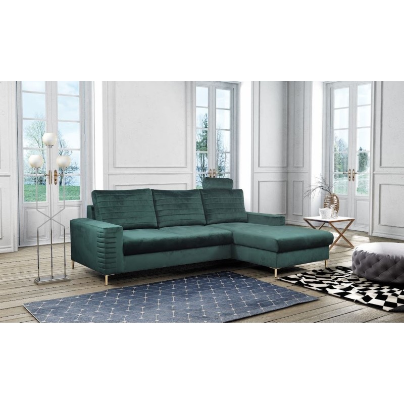 narożnik w kolorze butelkowej zieleni 