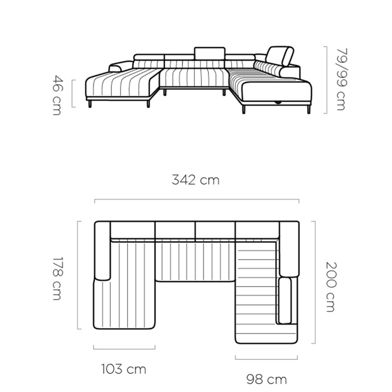 Narożnik Ambra XL Wymiary