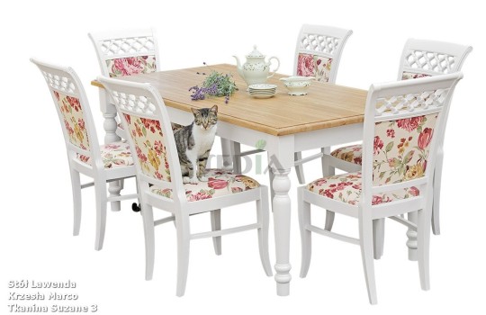 Krzesło Marco i stół dębowy Lawenda 