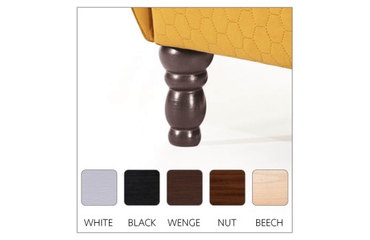 sofa na drewnianych toczonych nogach 