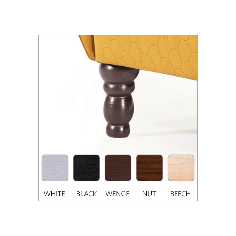 sofa na drewnianych toczonych nogach 