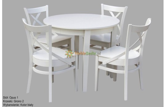 4 krzesła drewniane i stół biały 