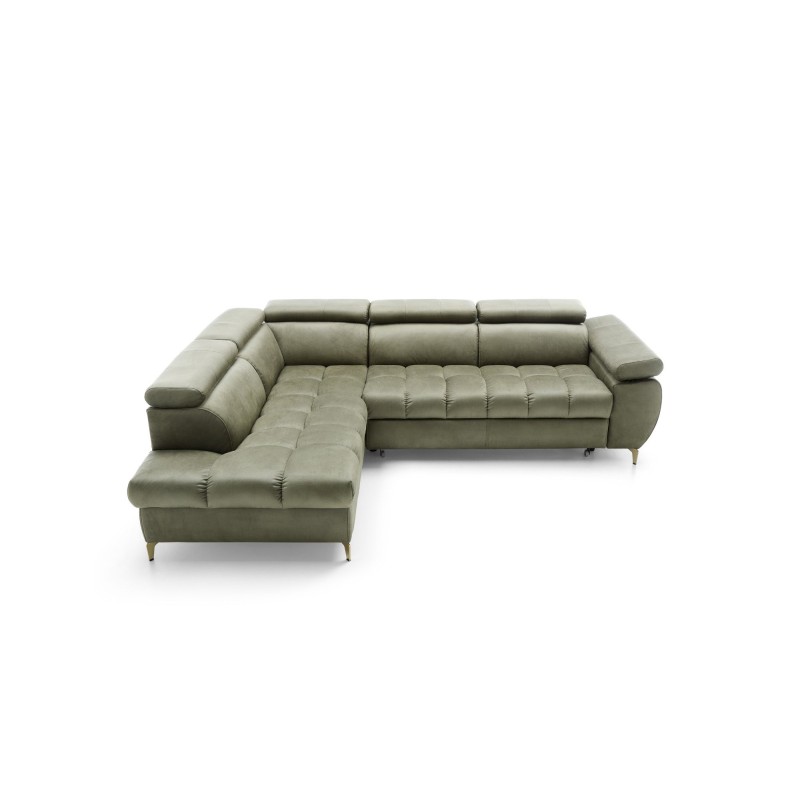 sofa narożna z przeszyciami 