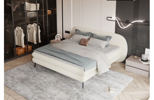 podwójne kremowe łóżko 