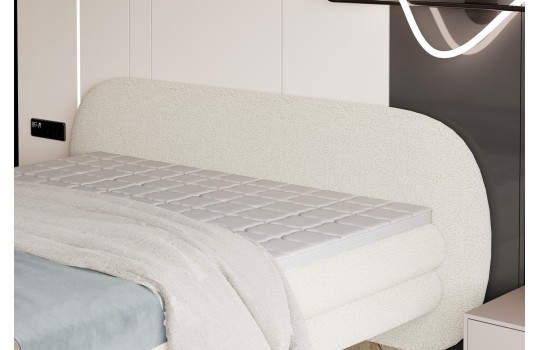 łóżko w tkaninie boucle 