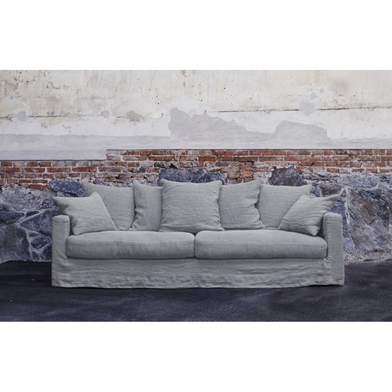 sofa w lnianym materiale 