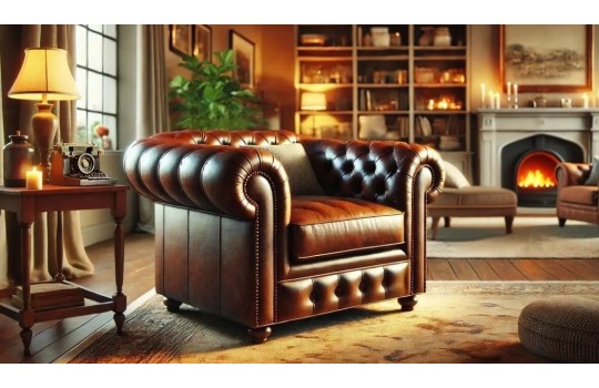 fotel chesterfield skórzany 