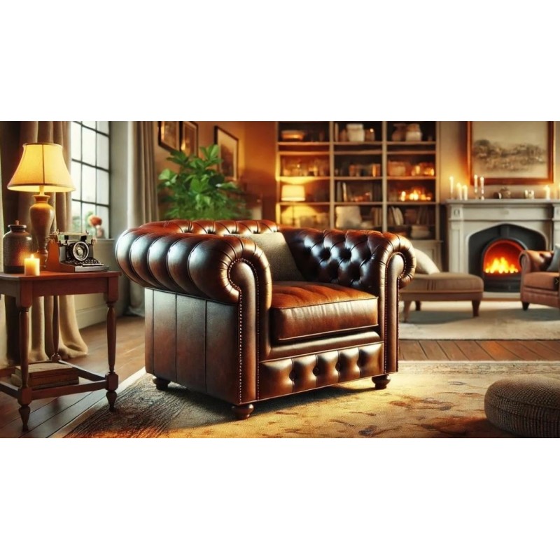 fotel chesterfield skórzany 