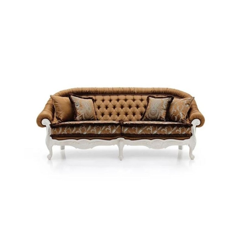 brązowa sofa pikowana 