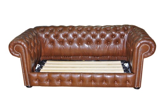 Brązowa Sofa chesterfield z funkcją spania Parole 3