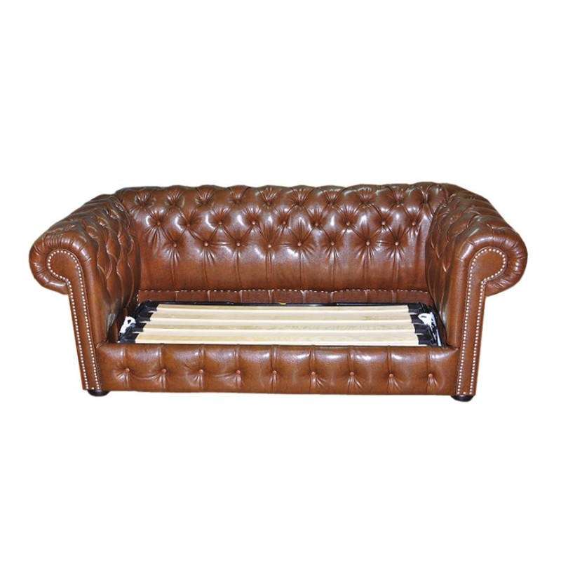 Brązowa Sofa chesterfield z funkcją spania Parole 3