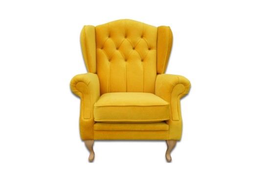 Fotel Bertiso w żółtej tkaninie