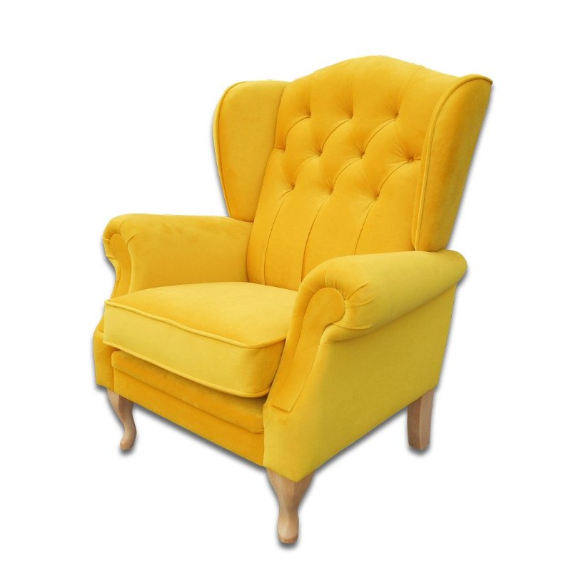 Fotel Bertiso w żółtej tkaninie